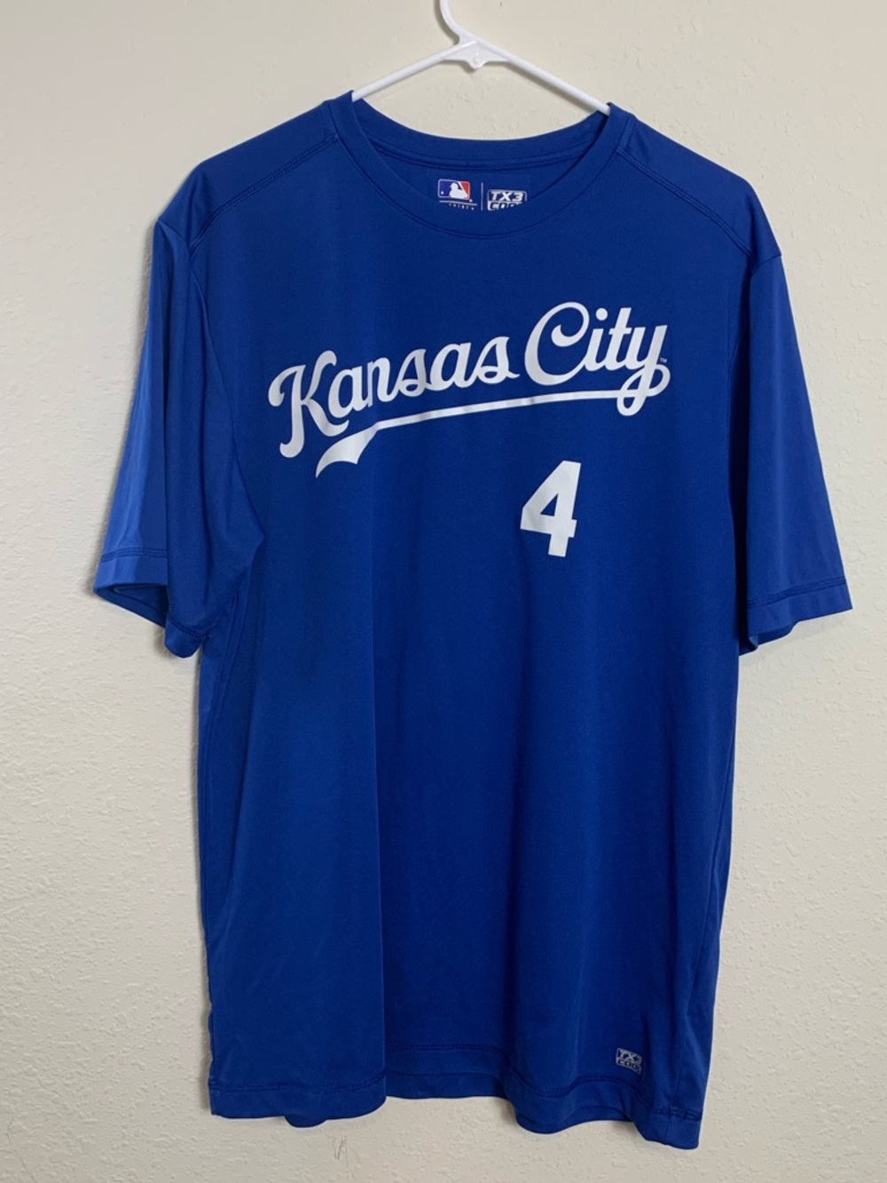 Kansas City Royals #4 Gordon Blue MLB Tee TX3 Cool ‎ Large  Baseball